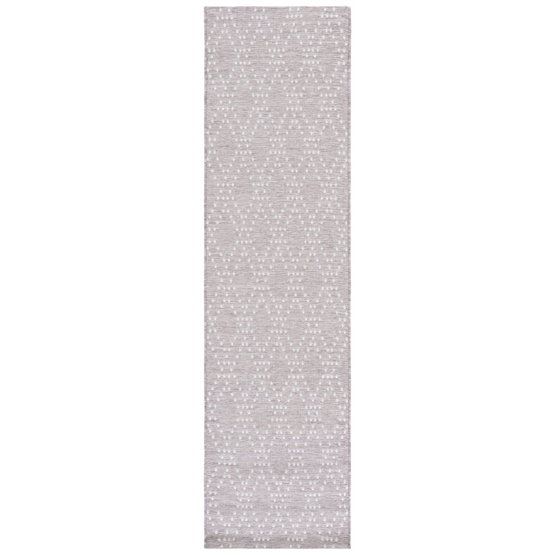 Yuusuf 850 Polypropylene/Polyester Geometric Indoor/Outdoor Rug in Lavender/Gray, Runner 2'2" x 8'
