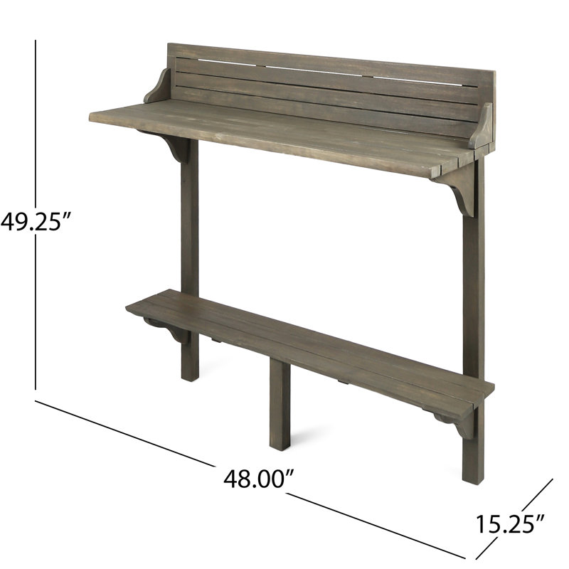 Table de collation extérieure en bois gris pour le balcon - Enjoy Snacks