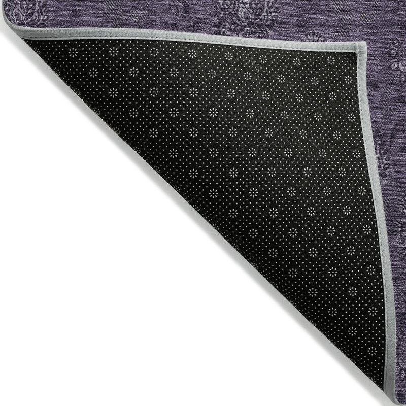 Tapis intérieur lavable floral 9 pi x 12 pi aubergine et mauve