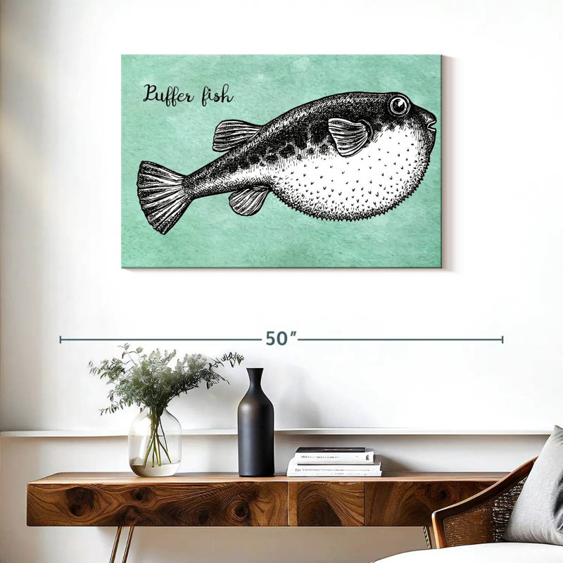 Brampt Puffer Fish Sketch, 24" H x 36" W