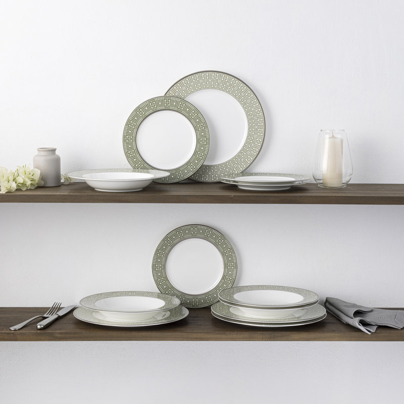 Noritake Infinity 12-Piece Dinnerware Set, Service For 4, Green Platinum