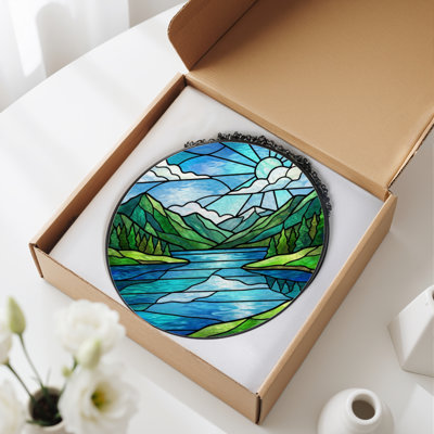 Panneau de vitrail 12 "H Mountain Lake