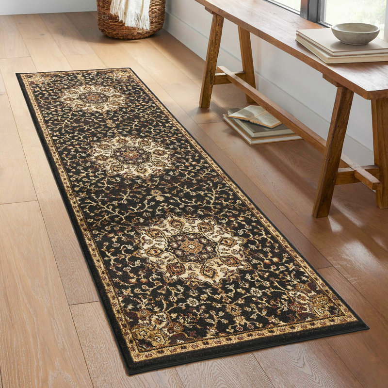 Contemporary Indoor Area Rug, Black, Runner 2'7" x 7'3"