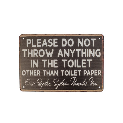 Rustic Metal Do Not Flush Paper Our Septic System Thanks You Sign Farmhouse Bathroom Wall Decor
