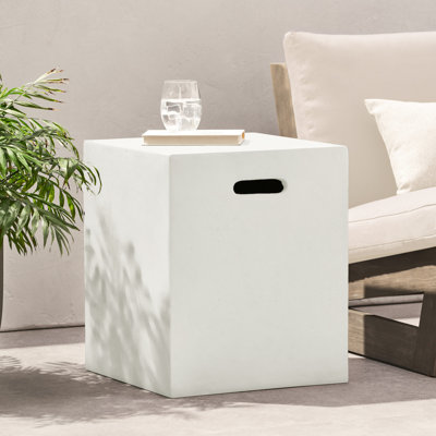 16X20 Inch White Tank Holder And Side Table, Modern Design Featuring Tiny Pits, Lightweight Concrete, No Assembly, Ideal For Hiding Tanks Propane Tanks, Design, Metal Stand, Blends Seamlessly