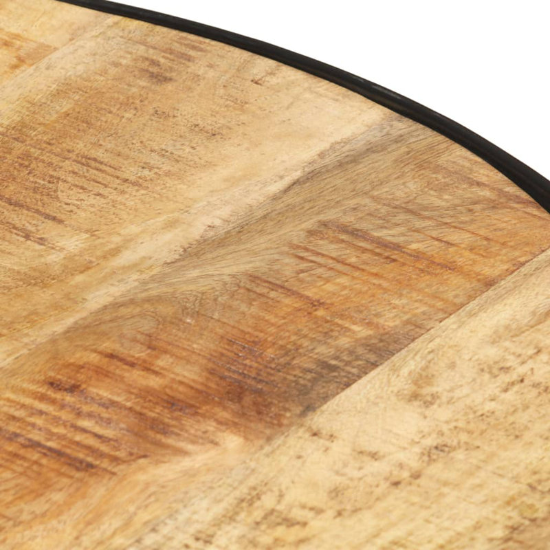 Rough Mango Wood & Black Metal Coffee Table with Storage