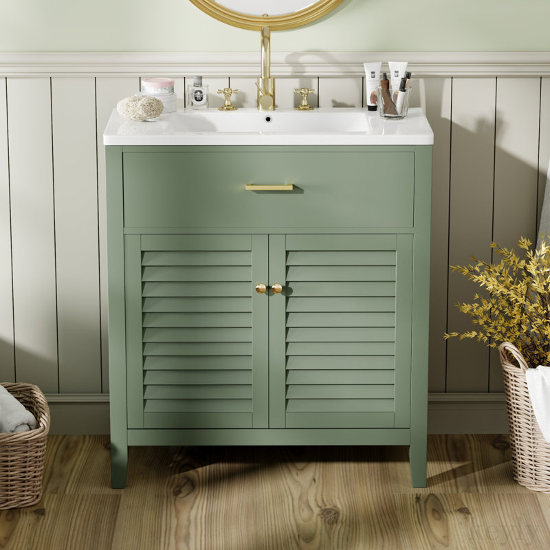 Meuble-lavabo simple 30 po avec plateau en céramique Orsina