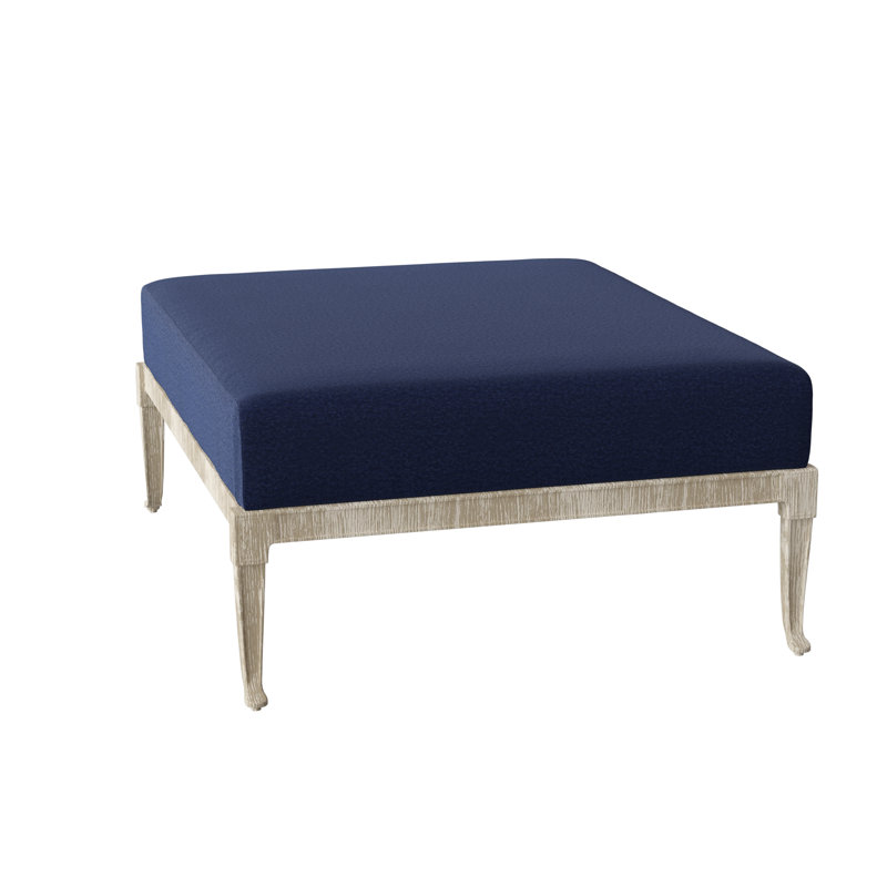 Wiltshire Outdoor Ottoman, Weathered White, Canvas Navy Sunbrella® Canvas