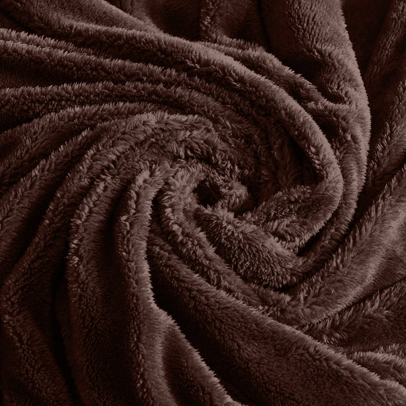 Misuzu Super Soft Reversible Sherpa Fleece Blanket, Brown, Single