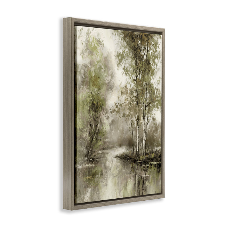 Cadre flottant Impressionist Spring Forest, design par T.C. Chiu, H 25 po x l 17 po, Cadre flottant orme Montalcino