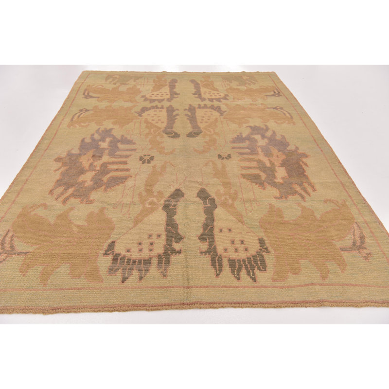 Tapis de zone en laine 9 pi 9 po x 10 pi noué la à la main one-of-kind Mehdi