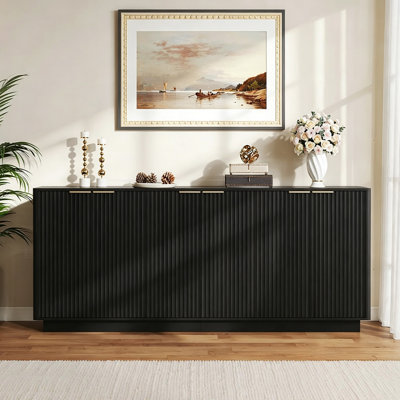Fluted Sideboard Cabinet, Credenza With Adjustable Shelves
