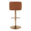 Tabouret de bar réglable contemporain avec pivot en similicuir brun clair et métal doré avec repose-pieds arrondi en T - ensemble de 2