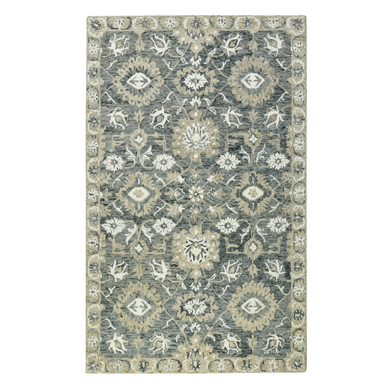 Tapis crocheté à la main 9 pi x 13 pi ivoire et beige