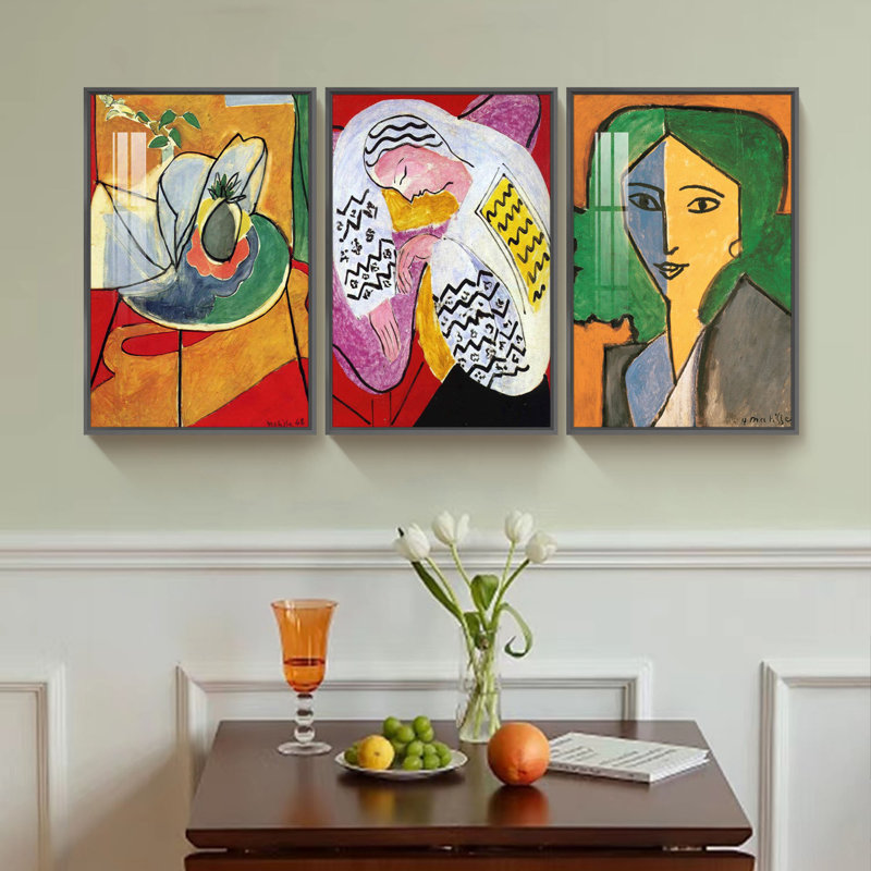 «The Pineapple, Lydia Delectorkaya» par Henri Matisse - Ensemble de 3 peintures sur toile, Noir