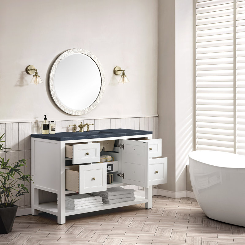 Breckenridge 48'' W Single Vanity, Charcoal Soapstone, Bright White, 8" Widespread