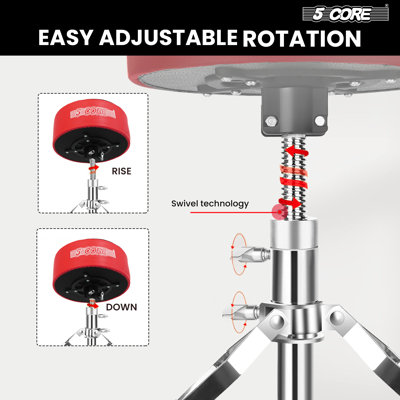 5 Core Drum Throne Padded Guitar Stool Swivel Adjustable Drummer Seat Music Chair by Wrought Studio