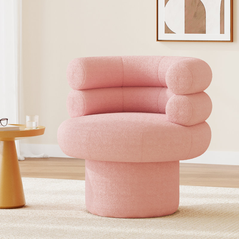 Fauteuil d'appoint en peluche rose peu encombrant, conception pivotante moderne pour la maison