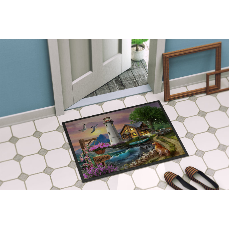 Iyed Non-Slip Doormat, Logan's Pointe Lighthouse Golden Retriever