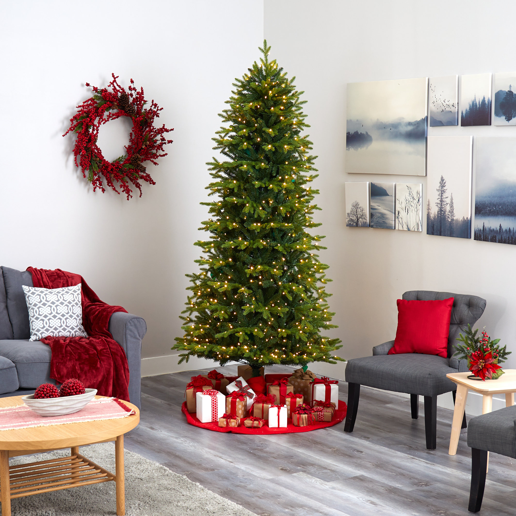 Lighted Artificial Fir Christmas Tree, 8' H