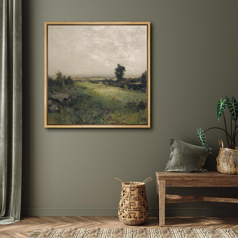 Impressionniste prairie et ligne d'horizon doux coups de pinceau scène naturelle illustrations nature zen rustique