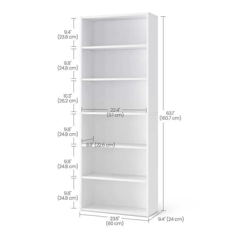 160.7cm H x 60cm W Book Display Bookcase, Cloud White