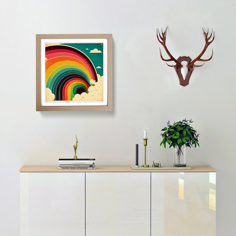 Rainbow Retro - Framed Print, Oak