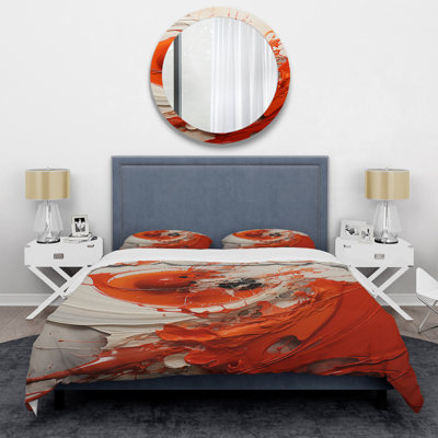 Red Spiral Chaos Unleashed - Abstract Collages Duvet Cover Set