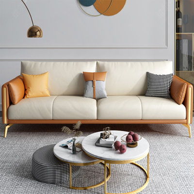 Orange Beige 100% Polyester Standard Sofa cushion Loveseat