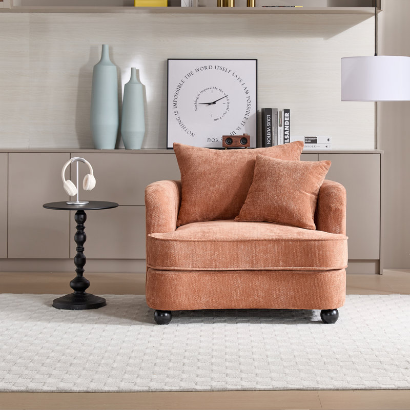 40.2" Chenille Removable Cover Soft Seat Sofa, Orange