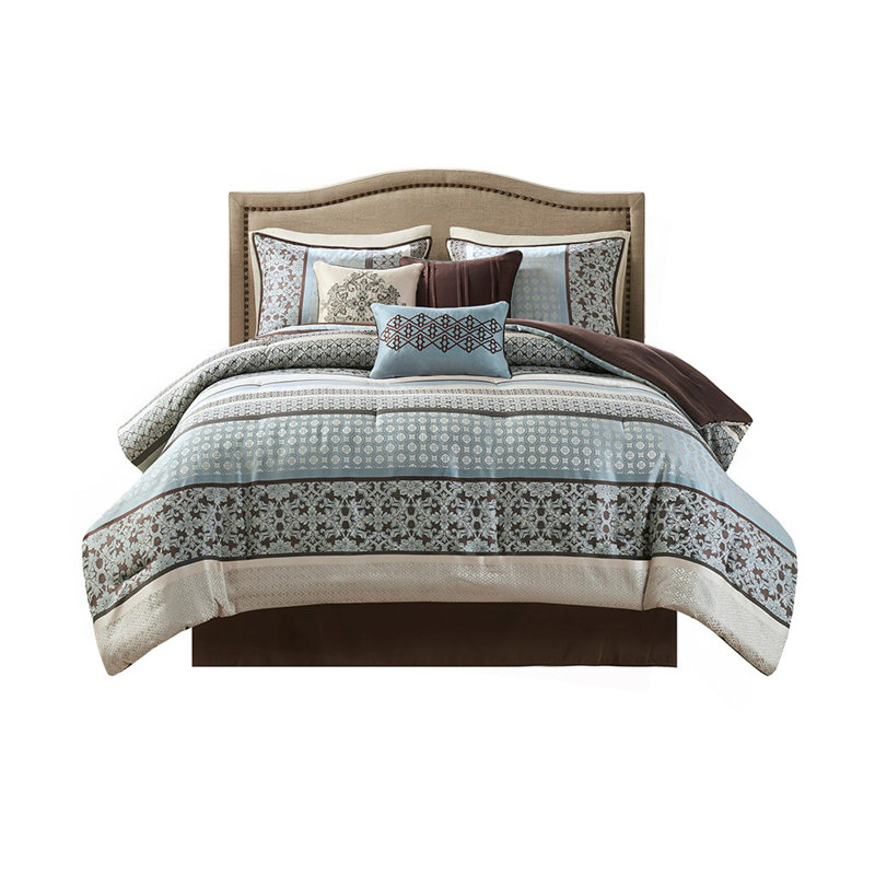 7 Piece Comforter Set Blue King, Blue, King Comforter + 6 Additional Pieces