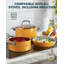Casserole antiadhésive en céramique avec couvercle en verre de 1,5 pte de Cook N Home Classic, casserole d'avoine de soupe au lait de tous les jours, petite casserole antiadhésive, poignée Stay-Cool, prêt pour l'induction, jaune-98582003