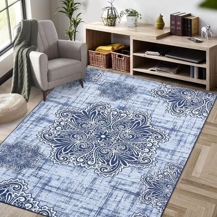 Tapis design rétro avec tapis antidérapants, Rectangle 10 pi x 13 pi