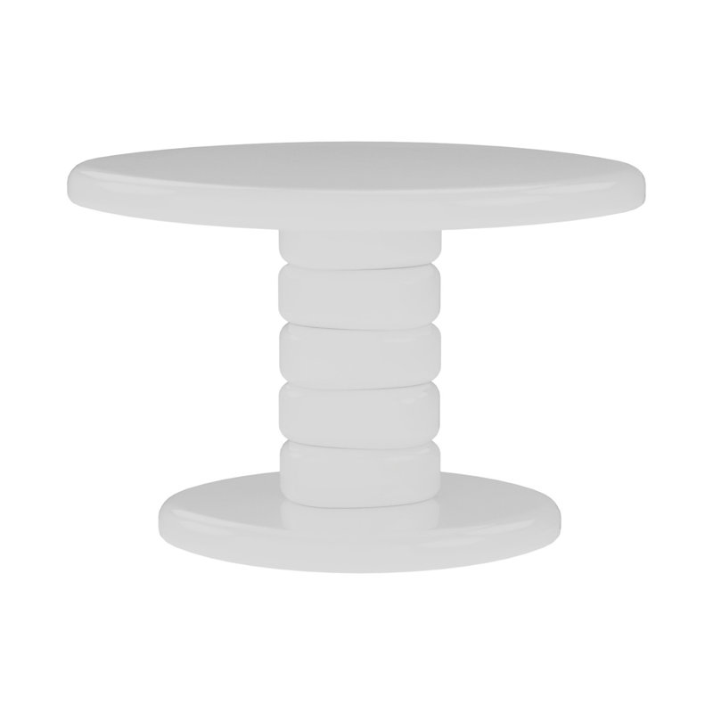 22.6" X 15.7" X 15" Modern Stacked Cobblestone End Table-High Gloss White(Only Including Coffee Table), White