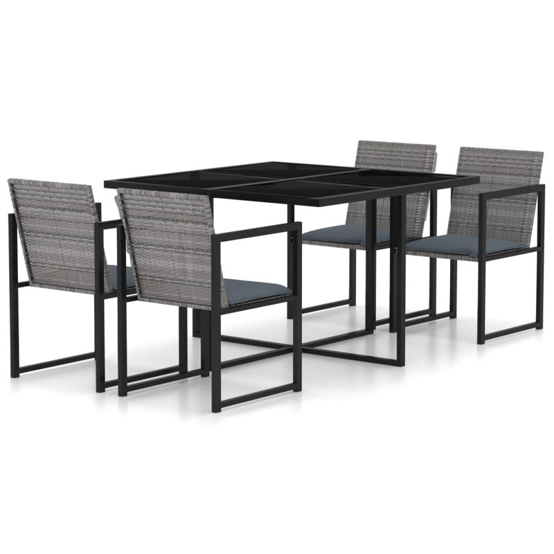 8 - Person Wicker Patio Dining Set with Rectangular Table, Gray, 4