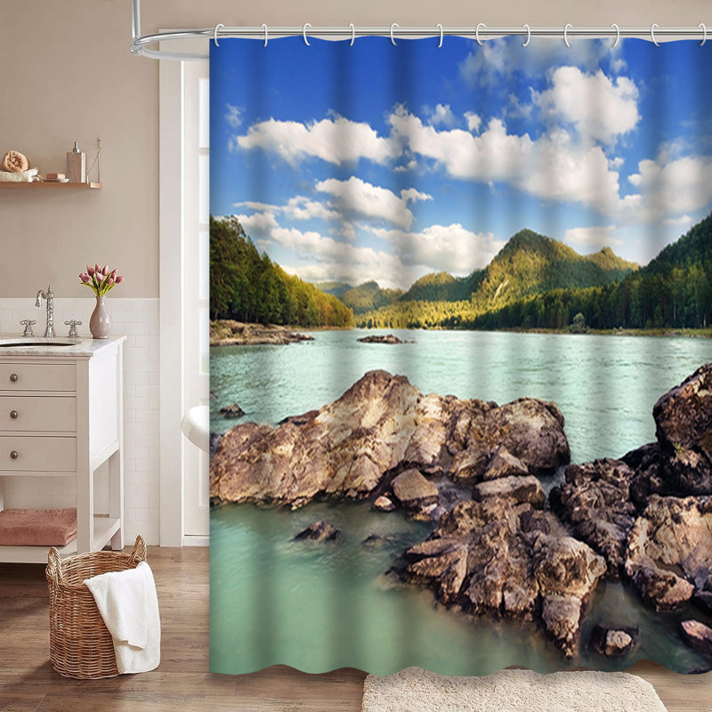Rideau de douche avec 12 crochets, 72" L x 84" W