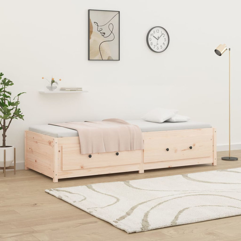 Day Bed Solid Wood, Natural, 90 x 200 cm