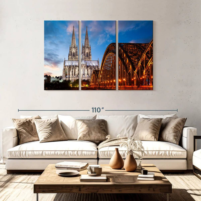 Ville de Cologne au crépuscule, H 48 po x l 74 po
