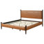Lit plateforme tapissier en similicuir Hawthorne avec tête de lit capitonnée et pieds en bois massif-123514301