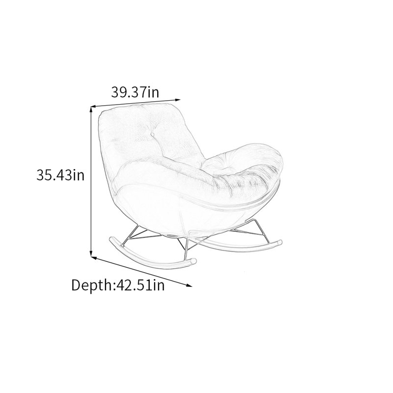 Chaise berçante ergonomique Chic, Velours côtelé noir / brun