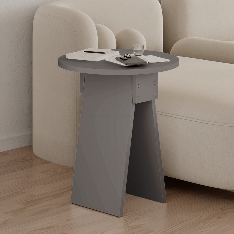 Chen Modern Side Table Minimalist with Round Top, Light Mocha