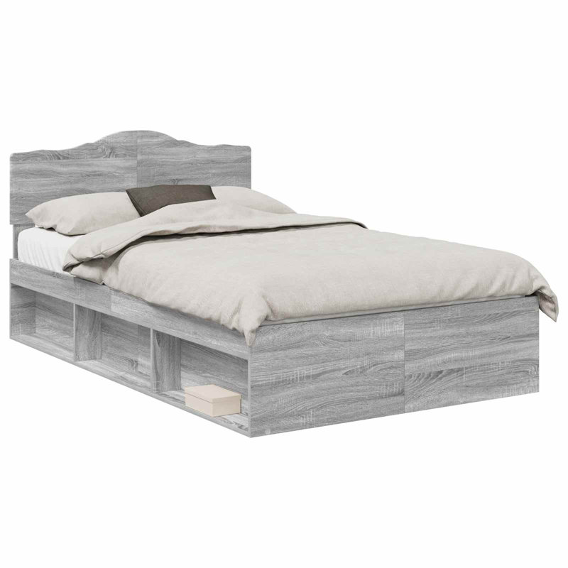 Solid Wood Bed, Double (4'6), Grey Sonoma