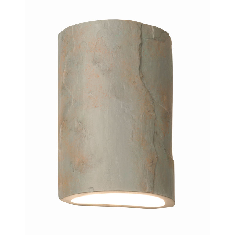 Donnice Flush Mount Ceramic Outdoor Wall Lights, LED Bulb Included, 10" H x 7" W x 4.5" D, Gray Slate