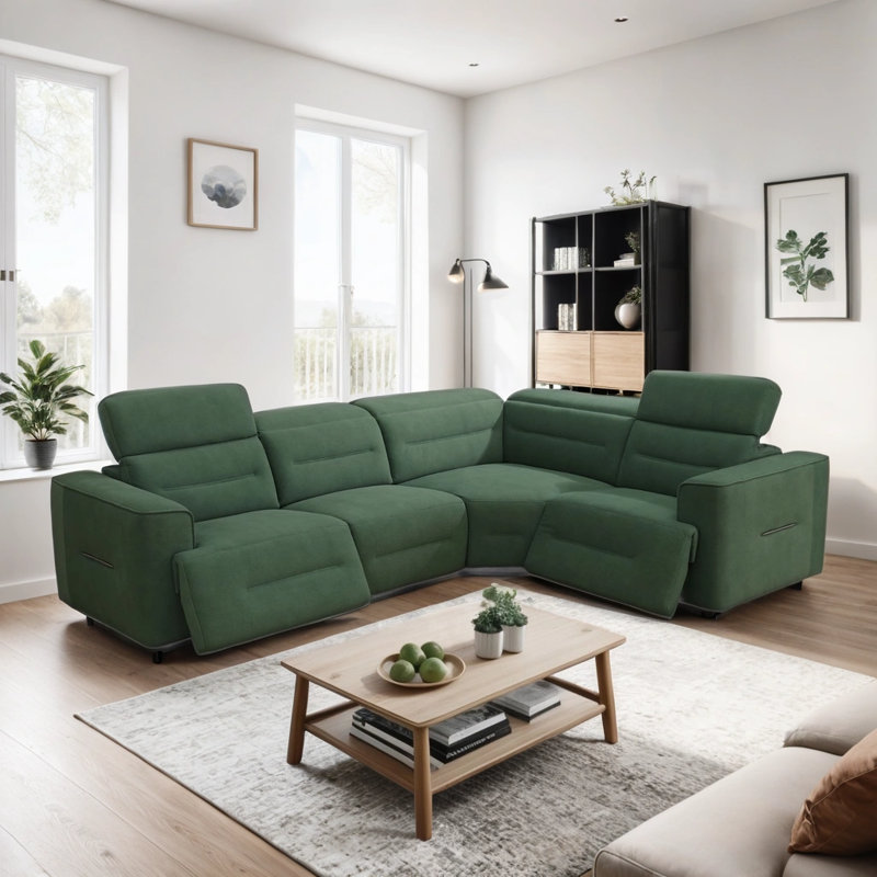 Ensemble de canapé modulaire inclinable électrique en flanelle 4 pièces Marymichael