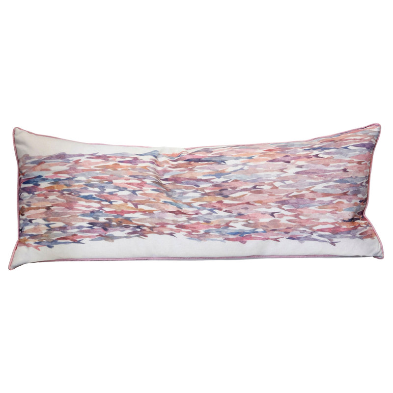 Norman Wyatt Home - Resonate - Coussin en duvet de designer - 14 x 36 x 6, Orange / rouge abstrait