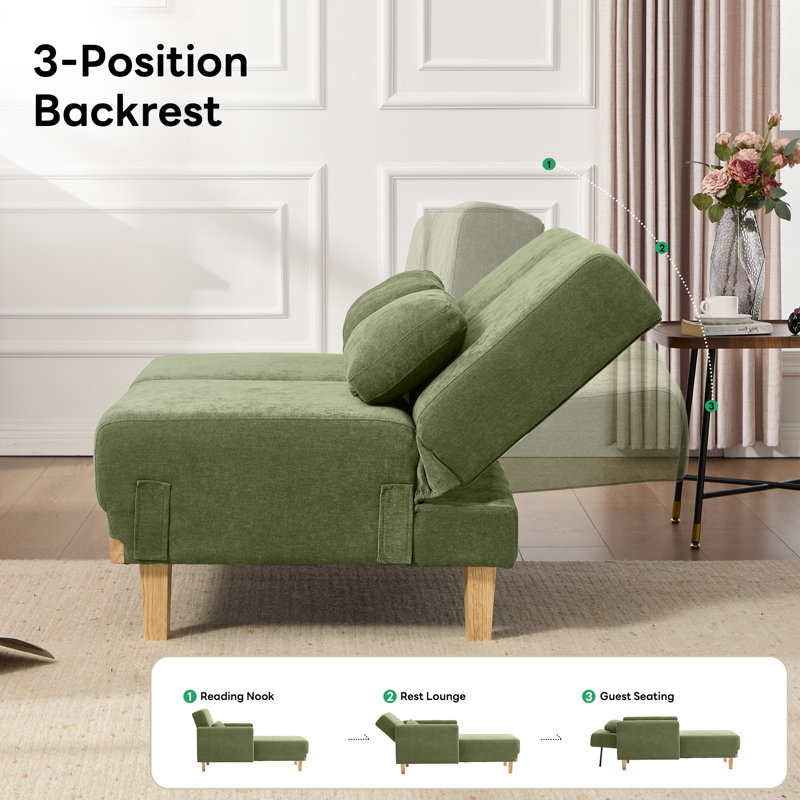 Module de futon rembourré 51,5 po, Chenille verte