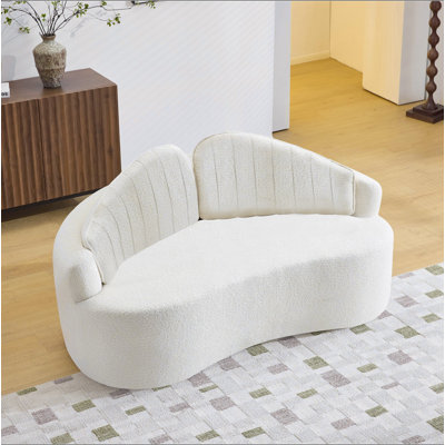Canapé courbé à deux places entièrement comprimé, assise longue durée sans effondrement, dossier amovible, tissu chenille, style simple et rétro, convient aux petits espaces et aux appartements