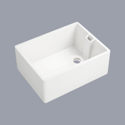 23.6" L X 18" W Kitchen Sink - White Ceramic, Single Bowl, Scratch-, Stain-, Easy To Maintain, Ceramic Bowl , Scratch & Stain , Smooth, Sanitise, Long-Term