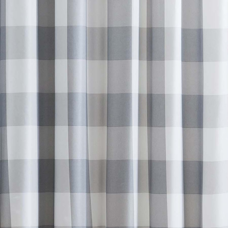Buffalo Plaid Semi Sheer Curtain Pair, Gray