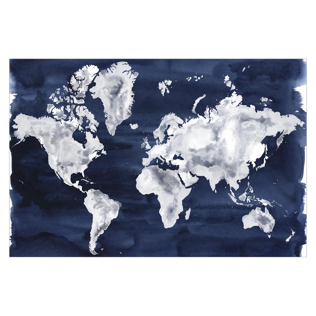 Strukturierte Fototapete Watercolour World Map Dark 1,9 m x 288 cm